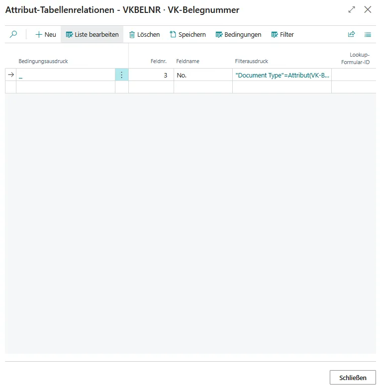 Abbildung: Komplexe Tabellenrelation mit Feldname und Filter