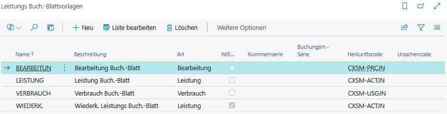 Abbildung: Leistungs Buch.-Blattvorlagen