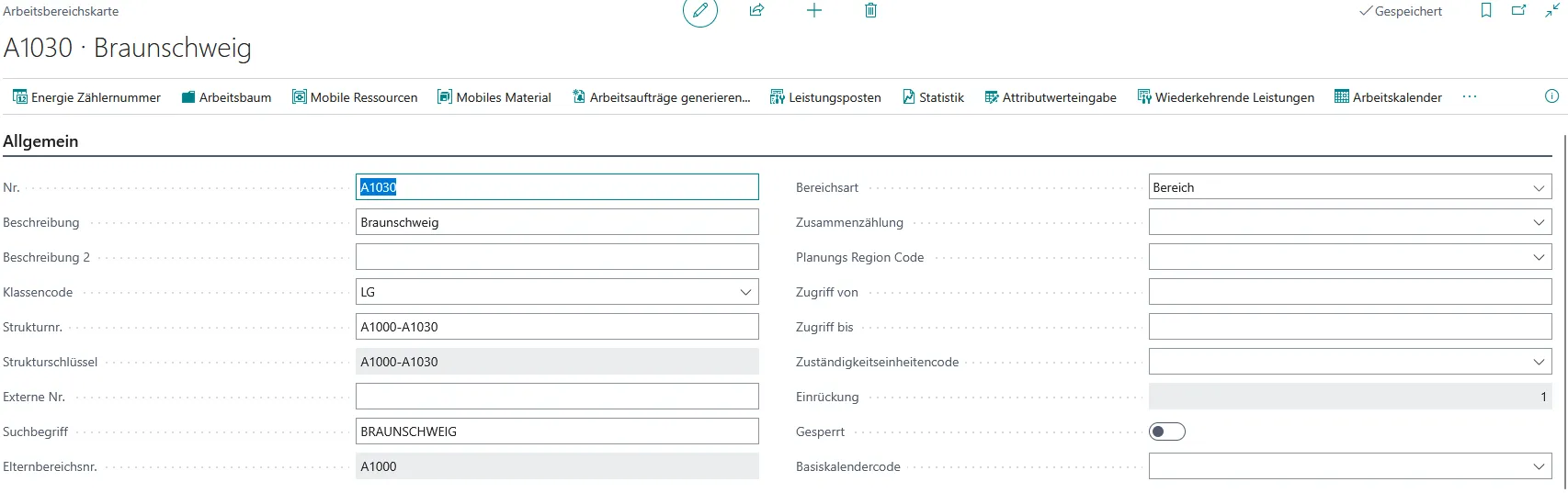 Abbildung: Arbeitsbereichskarte, Reiter Allgemein