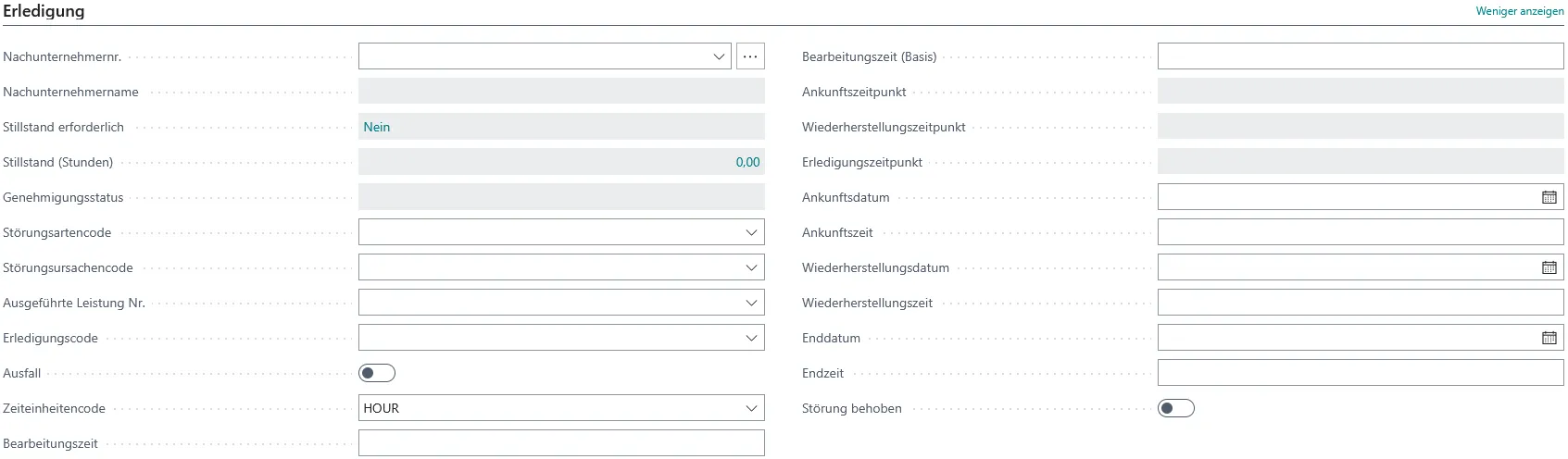 Abbildung: Aktiver Arbeitsauftrag, Reiter Erledigung