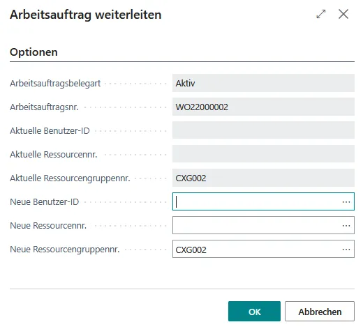 Abbildung: Auftrag weiterleiten