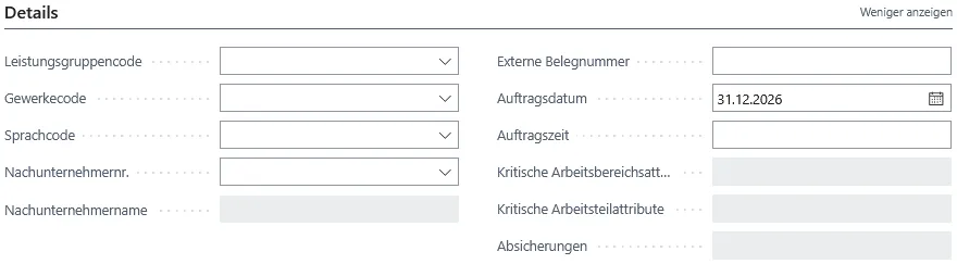 Abbildung: Wiederkehrender Arbeitsauftrag, Zeilenbereich