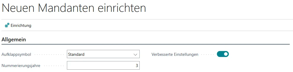 Abbildung 17: Neuen Mandanten einrichten, Reiter Allgemein