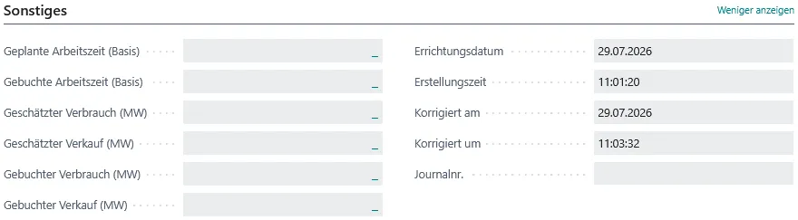Abbildung: Wiederkehrender Arbeitsauftrag, Reiter Sonstiges