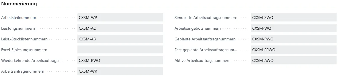 Abbildung 21: CX Service Einrichtung, Reiter Nummerierung