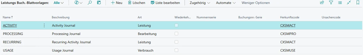 Abbildung 32: Leistungs Buch.-Blattvorlagen