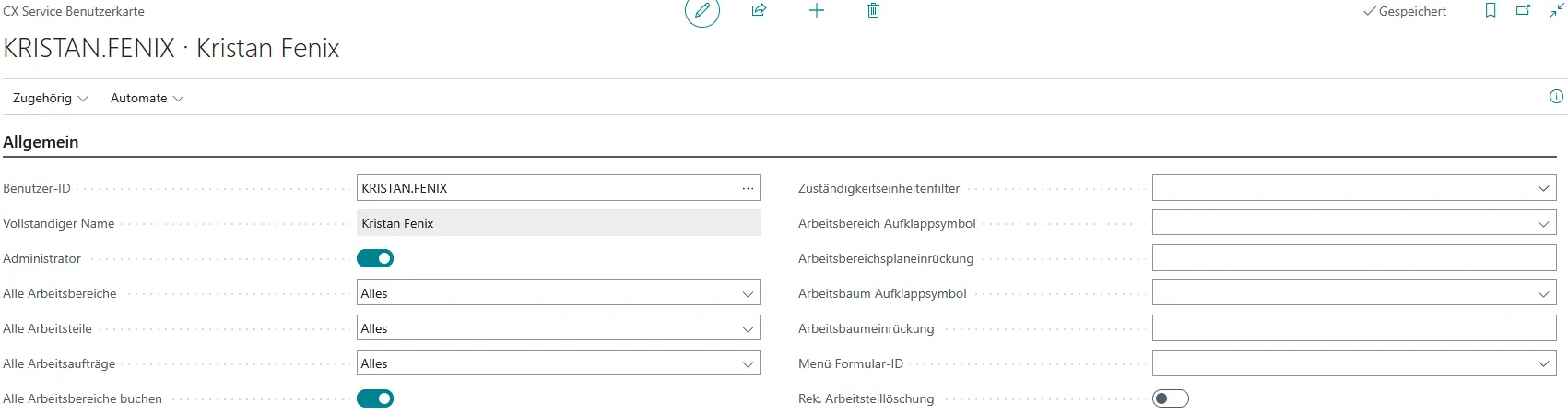 Abbildung 34: Benutzerkarte, Reiter Allgemein