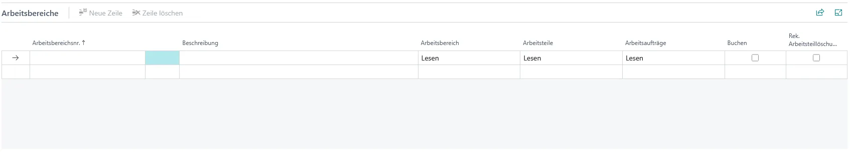Abbildung 35: Benutzerkarte, Zeilenbereich Arbeitsbereiche