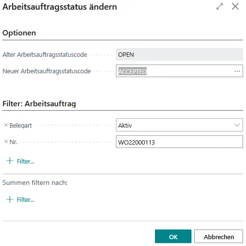 Abbildung: Arbeitsauftrag freigeben