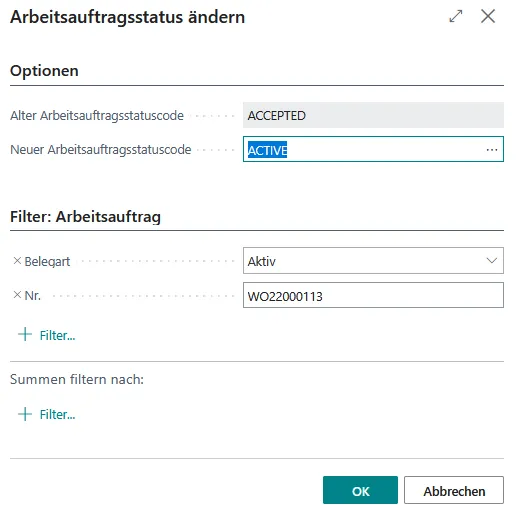 Abbildung: Statusänderung nach Bearbeitung