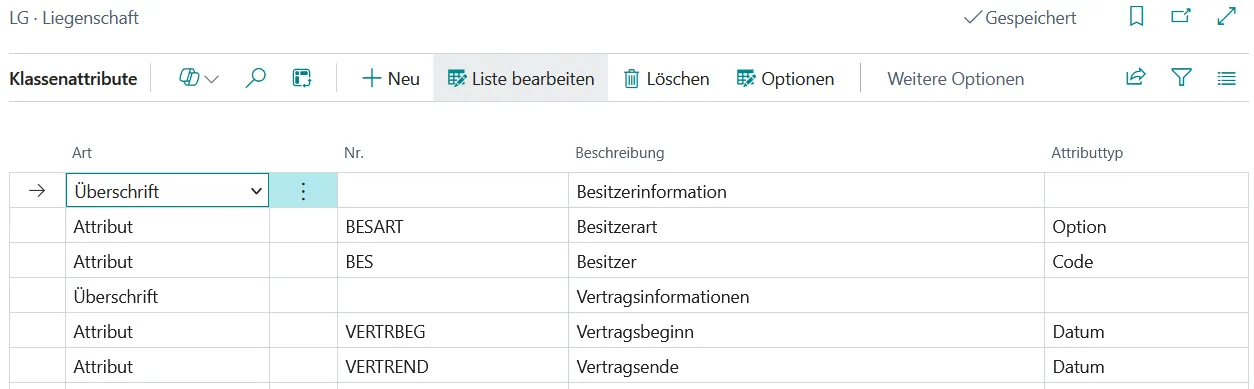 Abbildung 55: Arbeitsbereichsklassenattribute
