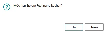 Abbildung: Rechnung buchen, Sicherheitsabfrage