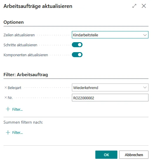 Abbildung: Wiederkehrenden Arbeitsauftrag berechnen