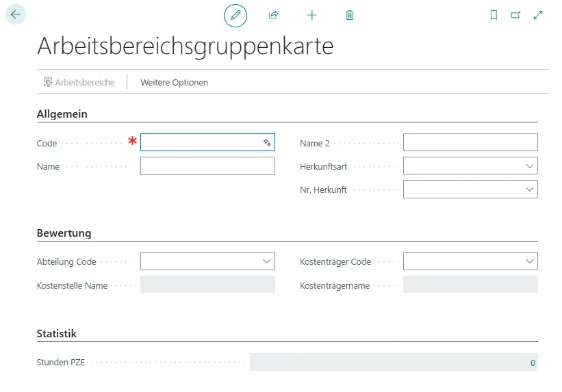 Arbeitsbereichsgruppenkarte Ansicht