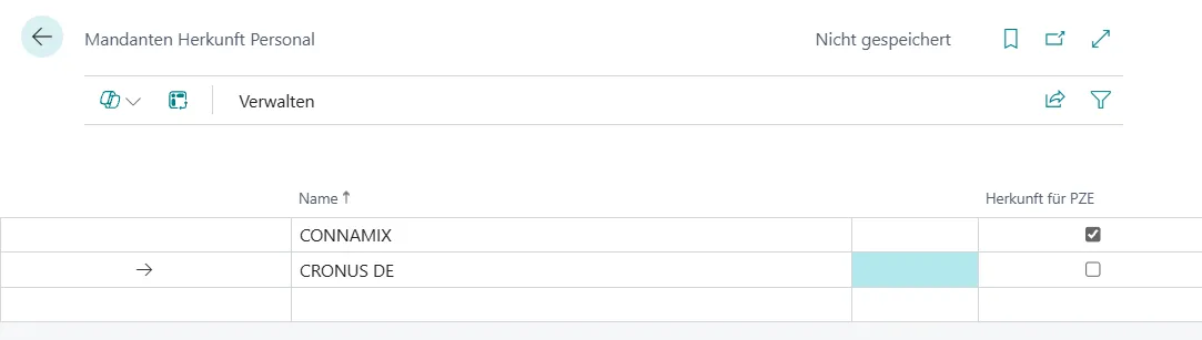 Mandant Herkunft Personal Ansicht
