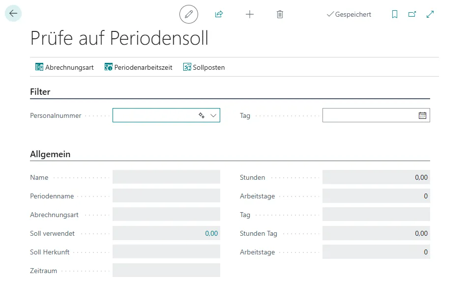 Prüfe auf Periodensoll Ansicht
