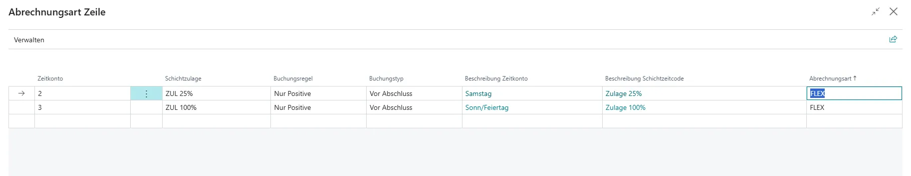 Zeitkonten-Kennzeichen Ansicht