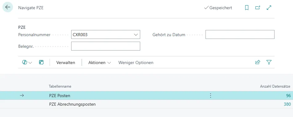 Navigate PZE Ansicht